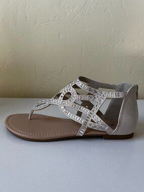 SANDALS Gladiator Cream w/ Rhinestones, Size 7M ~ NEW in box